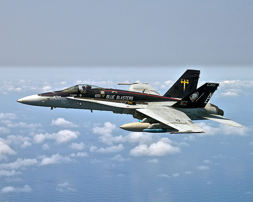 U.S. NAVY BLUE BLASTERS F/A-18C HORNET IN FLIGHT PHOTOGRAPH PHOTO PRINT
