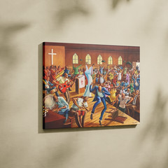 Ernie Barnes African American Church Art Canvas Print Black Gospel Wall Decor