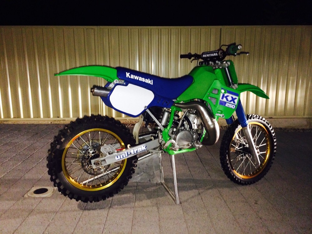 1988 Kawasaki KX250 (Green Blue) Motorcycle POSTER 24 X 36 INCH Sweet!