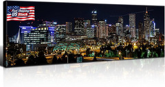 Black Night Denver Skyline Wall Art Colorado City Poster for Living Room USA Cit