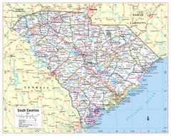 South Carolina State Wall Map Large Print Poster – 30″Wx24″H