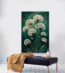 Moody Dandelion Canvas Wall Art Botanical Modern Print, Minimalist Floral Poster