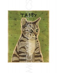 Tabby Grey Cat, John Golden, Wall Decor Home Art Print Poster 14″ x 11″ 1017