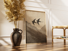 Swallow Bird Poster – Vintage Asian Wave Wall Art Home Decor Gift