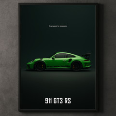 Porsche 911 GT3 RS Poster – Green Track Supercar Wall Art Print, Racing Decor