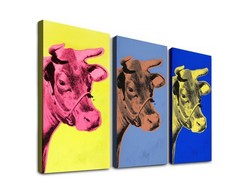 Andy Warhol Cow Pop Art Canvas Print, Large 3 – Panel Wall Art, Ready to Hang