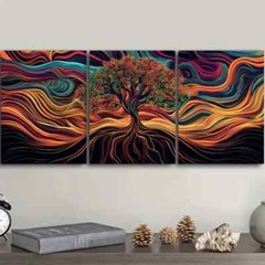 3pcs Psychedelic Tree of Life Design Waterproof Wall Art Canvas Unframed/Framed