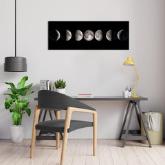 Stunning Black & White Moon Phases Canvas Art for Home or Office Decor 20″x55
