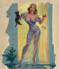 JOYCE BALLANTINE Pin-up Art Poster or Rolled Canvas Print «Out You Go»