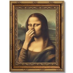 Vintage Gold Carving Frame Mona Lisa Canvas Wall Art – Funny Bathroom Decor, 9×1