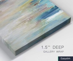 Canvas Wall Art Print 48 x 32 Rustic Pale Blue Meandering Coast