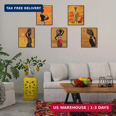 Tenare 9 Pcs African American Wall Art Black Women Canvas Wall Decor African Ame