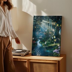 Whimsical Fairy Village Nestled Within A Lush, Enchanted Wall Art Canvas Print
