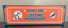 Miami Dolphins Admit One Ticket on Canvas Print Hanging Art