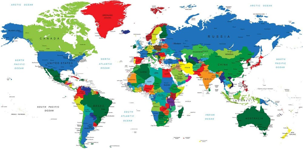 World Map Wall Art Poster Print Artwork Home Office School Decor HomeSchooling