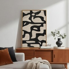 Framed Neutral Abstract Wall Art, Large Modern Canvas Prints Paintings Art24X36