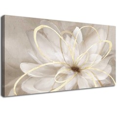 Large Painting Flower Canvas Wall Art for Living Room 30″x60″ Gold Wall Decor…