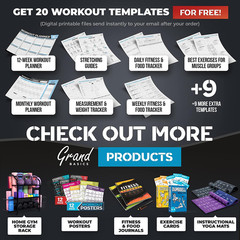 [12-PACK] Laminated Large Workout Poster Set – Perfect Workout Posters for Home