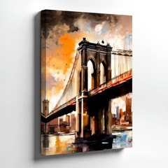 Wall Art Brooklyn Bridge Abstract Cityscape Canvas Print Urban Landscape Decor