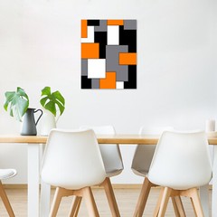 Orange Geometric on Black and Grey Canvas Wall Art Decor For Living Room Bedroom