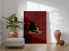 Retro Smoking Dog Print, Funny Animal Poster, Quirky Bar Decor