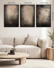 Abstract Framed Wall Art Huge 24x36in Earthy in Deep Brown and Beige Tones Mo…