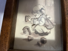 Vintage 3D Children Girl Shadow Box Framed Table Or Wall Mount wall art picture