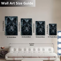BlackWolf Portrait Canvas Wall Art Dark Wolf Rain Print Wildlife Animal Wall8*12