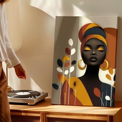 Wall Art African Woman Portrait Abstract Canvas Print Modern Boho Home Decor