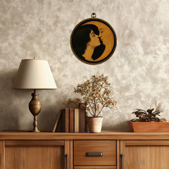 Romantic Moon and Young Girl Round Wall Art,Vintage-Inspired Celestial Canvas…