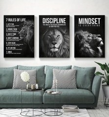 3pcs Motivational Canvas Wall art Lion Wall Decor Modern Art Home Decor