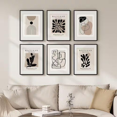 6 Piece Framed Neutral Abstract Wall Art Poster 14 In. X 11 In