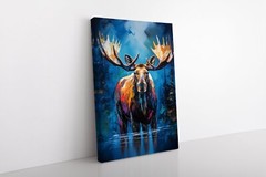 Colorful Moose Oil Painting Print Canvas Wall Art Wildlife Animals Lodge Decor
