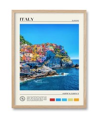 Natural Oak Wood Framed Cinque Terre Wall Art Print 12x16in Italian Seascape Dec