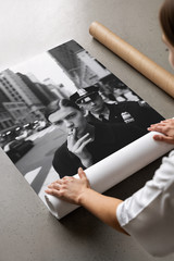 Woman Smoking Cigarette Black and White Photography Poster NYC Street Art Print
