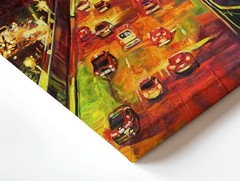 Wall Art City Traffic Sunset Painting Urban Highway Skyline Canvas Print Decor