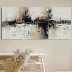 3pcs Beige Black And Brown Abstract Wall Art Canvas Unframed/Framed