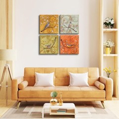 4 Birds on Blooming Trees Animal Floral Canvas Prints Oil Paintings Style Lan…