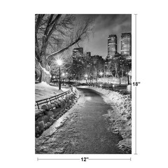 New York City Central Park Wintery Path B&W Photo Art Print Poster 12×18