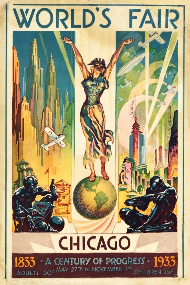 1933 Chicago World’s Fair Vintage Style Travel Poster – 12×18 Century of Progres