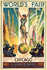 1933 Chicago World’s Fair Vintage Style Travel Poster – 12×18 Century of Progres