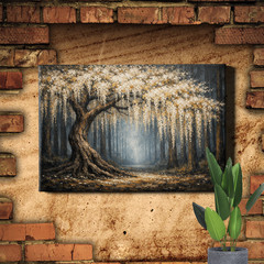 Golden Blossoms Tree of Life Canvas Painting Wall Art Decor Print