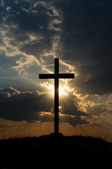 Christian Cross Sun Rays Clouds Sky 4×6 Photo Print Religious Wall Art Decor