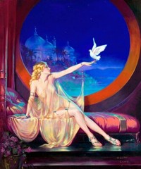 Sultana Egyptian Palace White Dove Exotic Girl 1925 Artwork By Henry Clive Repro