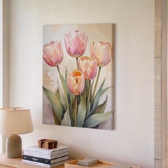 Wall Art Pastel Tulip Bouquet Canvaselegant Spring
