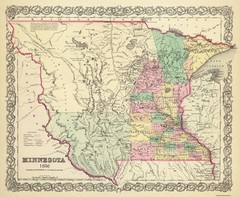 Historic State Map – Minnesota – Colton 1856 – Vintage Wall Art
