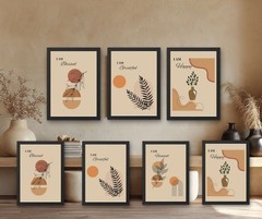 Boho Botanical Print Set, Beige Scandinavian Gallery Wall Art Digital Zip File