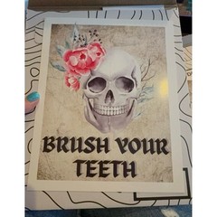 NEW 8×11 skull cardstock poster picture. Bathroom decor. Comes with a postcard.