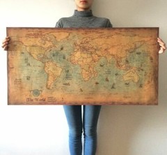 Nautical Ocean Sea world map Retro old Art Paper Painting Home Decor Sticker
