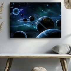 In A Breathtaking Cosmic Tableau, Multiple Planets In Rich Shades Of Wall Art